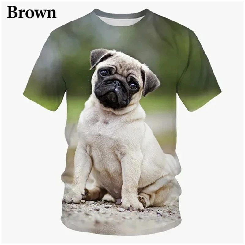 Summer Cute Funny Pug Dog Animal 3D Print T-shirts Men /Women Fashion Casual Short Sleeve Harajuku Style Shirt Tops Streetwear