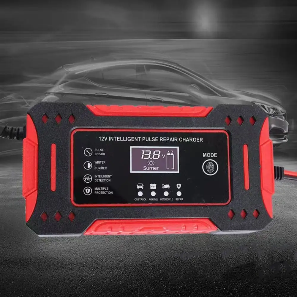 Интеллектуальное автомобильное зарядное устройство с выходом 6А, ЖК-дисплей, специальный блок зарядки аккумулятора мотоцикла, импульсный ремонт, умное быстрое зарядное устройство