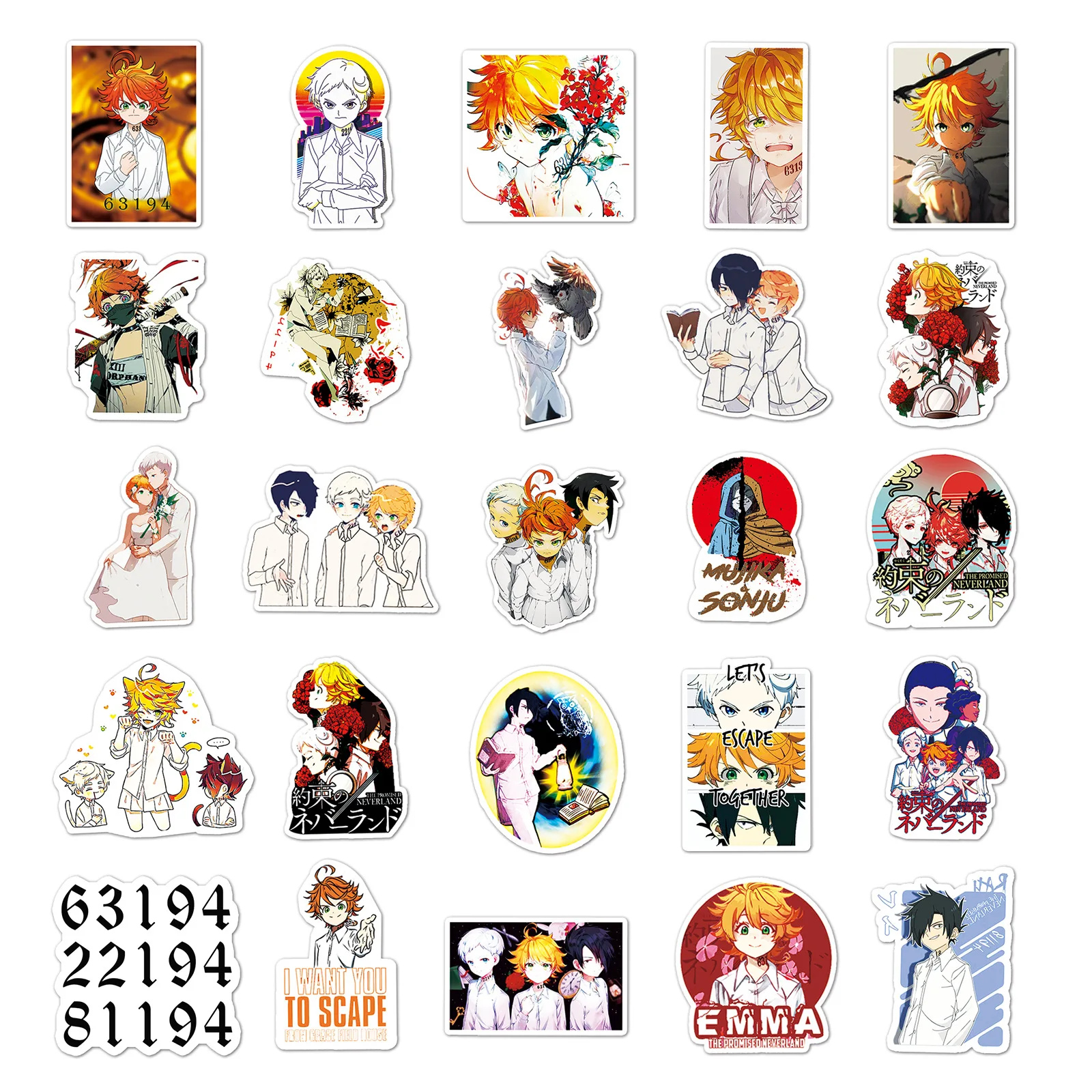 100pcs The Promised Neverland Stickers Cartoon Graffiti Scooter Motorcycle Car Diy Decoration Stickers For Kids Toy