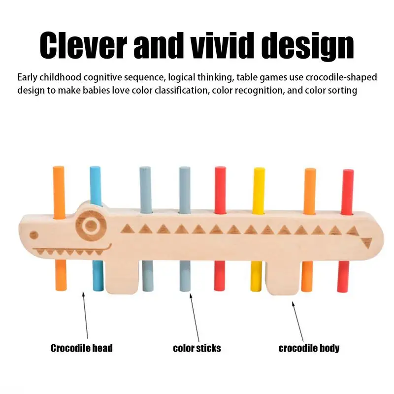 Kleur Bijpassende Sticks Krokodilvormige Kleur Sorteren Speelgoed Fijne Motoriek & Kleur Sorteren Speelgoed Stapelen Blok Speelgoed 55