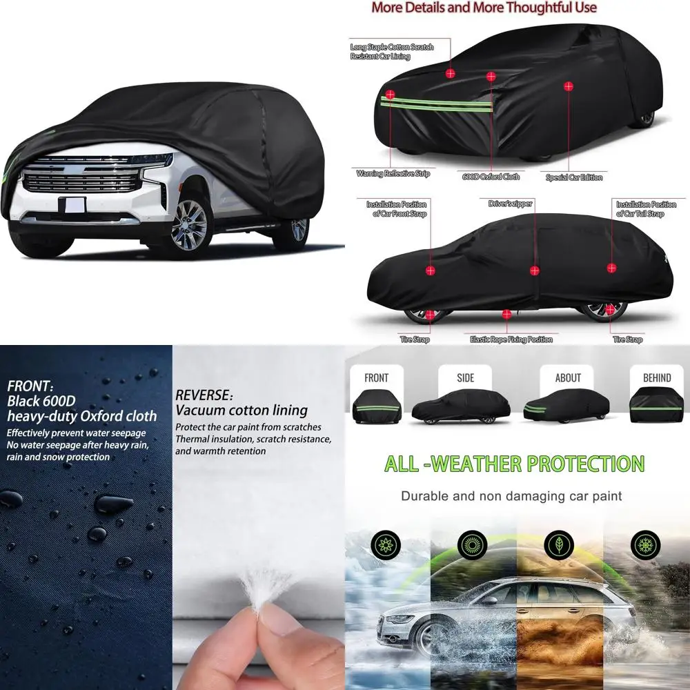 

Universal 16-Layer 600D Car Cover - Heavy Duty, Weatherproof, UV, Rain, Snow, Dust Protection for SUVs, 191-200 Length