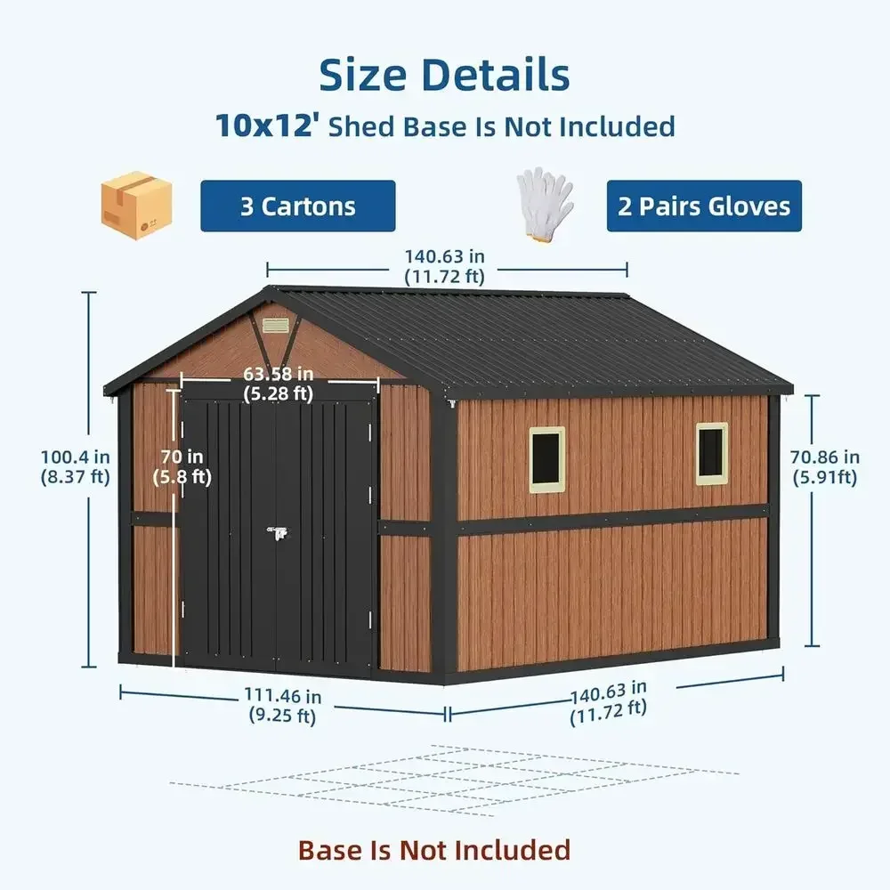 Extra Large Outdoor Metal Storage Shed with Lockable Door & Window for Patio, Lawn, and Garden Tools