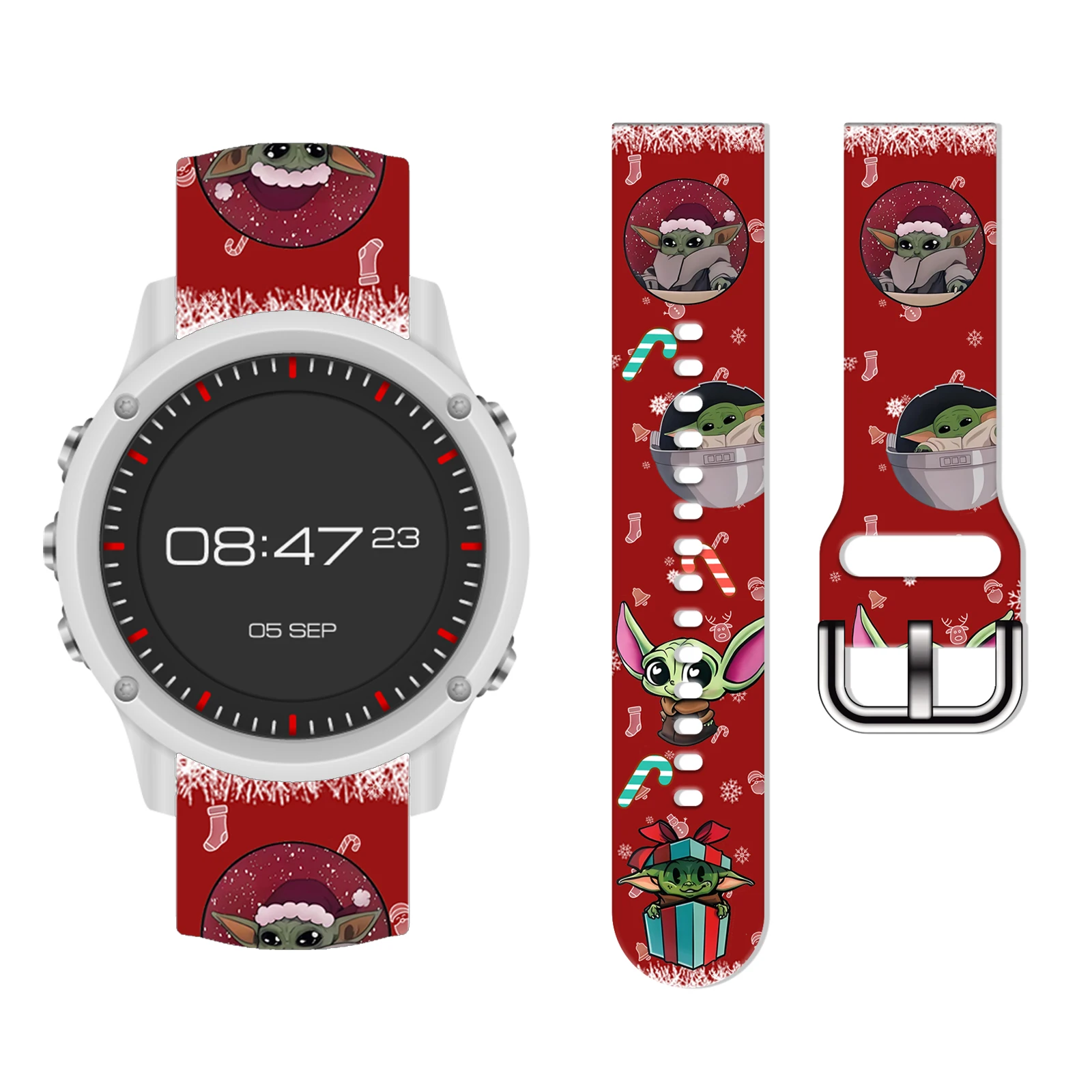 

MINISO 20mm Yoda Christmas printed watch strap for Samsung Galaxy Watch 7 6 5 Band Replaceable Bracelet for Xiaomi Huawei Watch