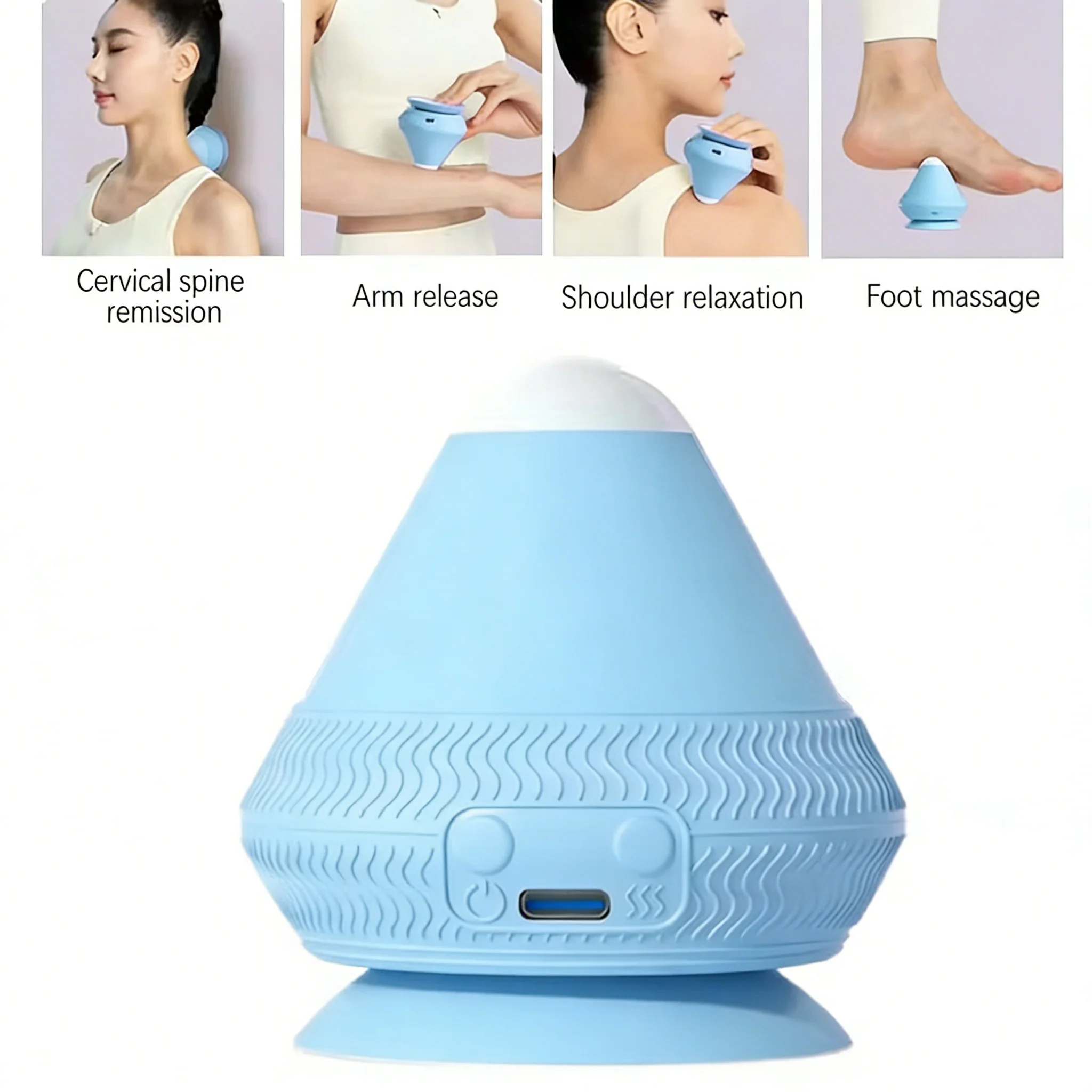 Silikon-Massageball Fitness Entspannung Massage 2-Gang Vibrierender Heißkompresse-Massageball für Taille Rücken Nacken Schulter