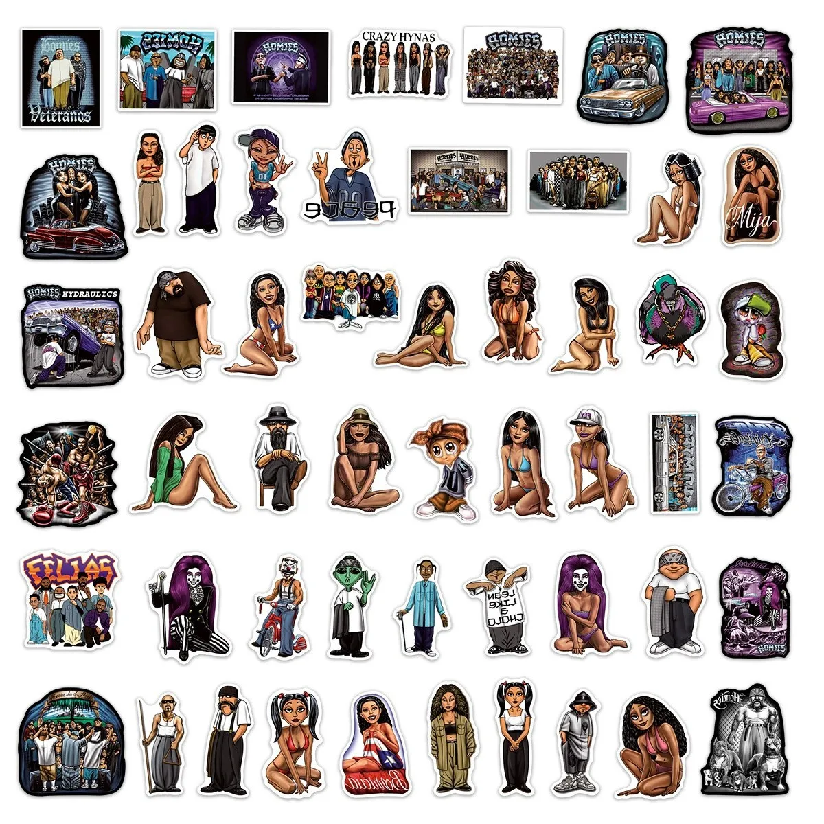 10/50pcs Homies stickers Homies cholo graffiti Sticker for DIY Luggage Laptop Skateboard Motorcycle Bicycle Stickers