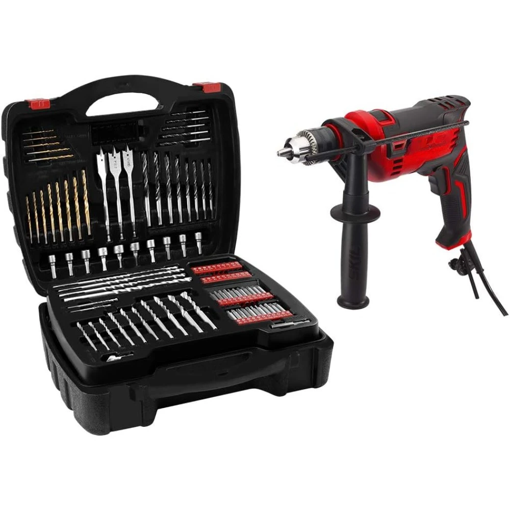 

7.5 Amp 1/2-in Corded Hammer Drill with 100pcs Drill Bit Set With Variable Speed- HD182002