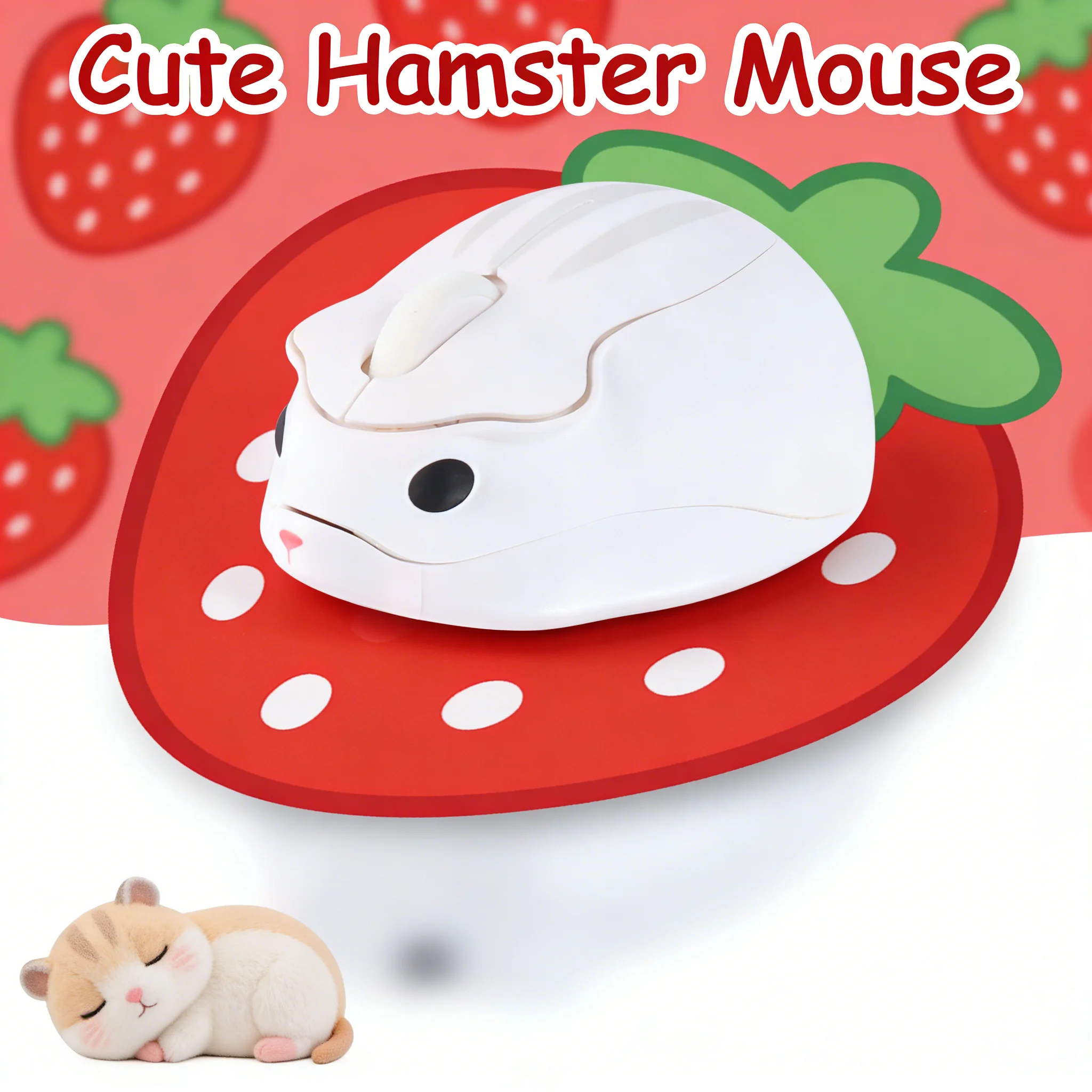 Cute Hamster Wireless Mouse 2.4G Bluetooth Dual-mode Silent Lightweight For Office PC Laptop Women Gift