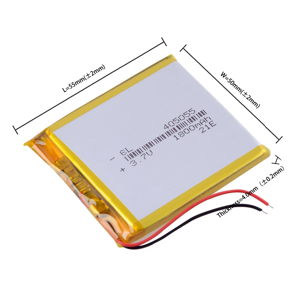 3.7V 1800mAh 405055 Lithium Polymer Li-Po li ion Rechargeable Battery For Mp3 MP4 MP5 GPS mobile old smartphones registrar