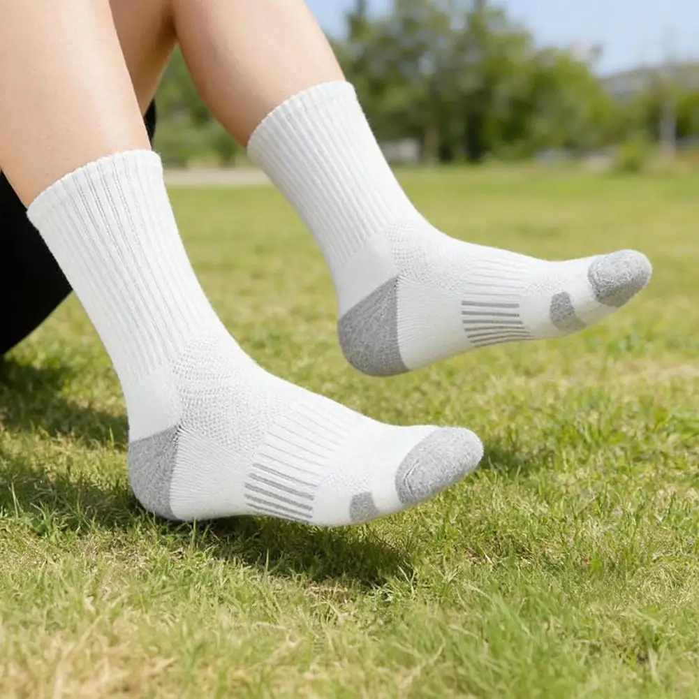 High Elasticity Socks Comfortable Cotton Socks 5 Pairs Men’s Athletic Crew Socks Breathable Cushioned Sports for Workout