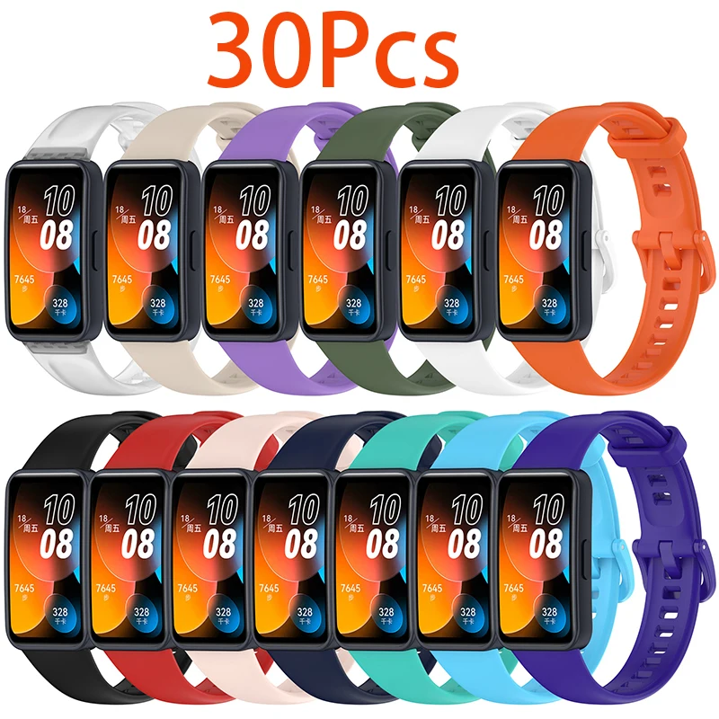 30Pcs Silicone Strap for Huawei Band 8 Smart Watch Replacement Wristband Soft TPU Sport Bracelet for Huawei Band8