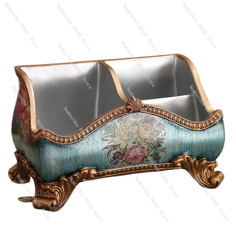 European-Style Retro Storage Box Decoration,Remote Control Holder for Coffee Table Desk,Home Living Room Storage Organizer