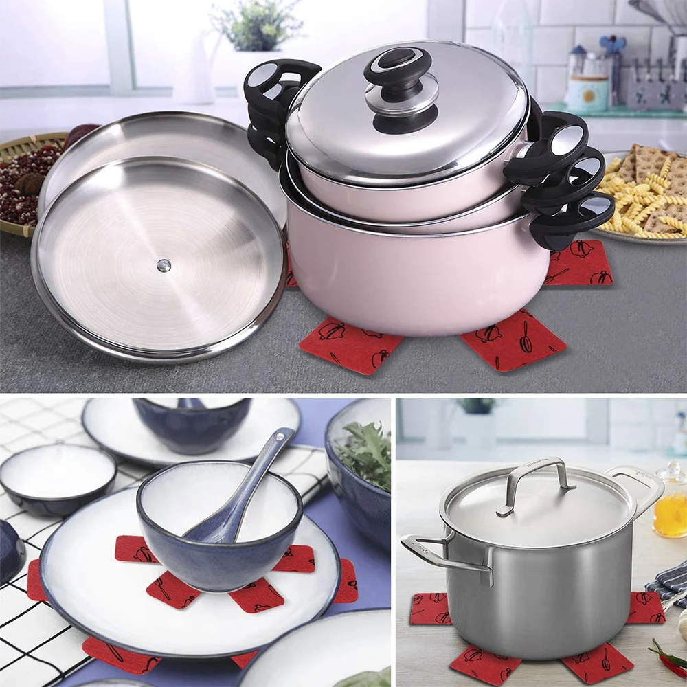 15/12Pcs Pot Pan Protectors Non-stick Divider Pads Prevent Scratching Separate Protect Surfaces for Cookware Kitchen Accessories