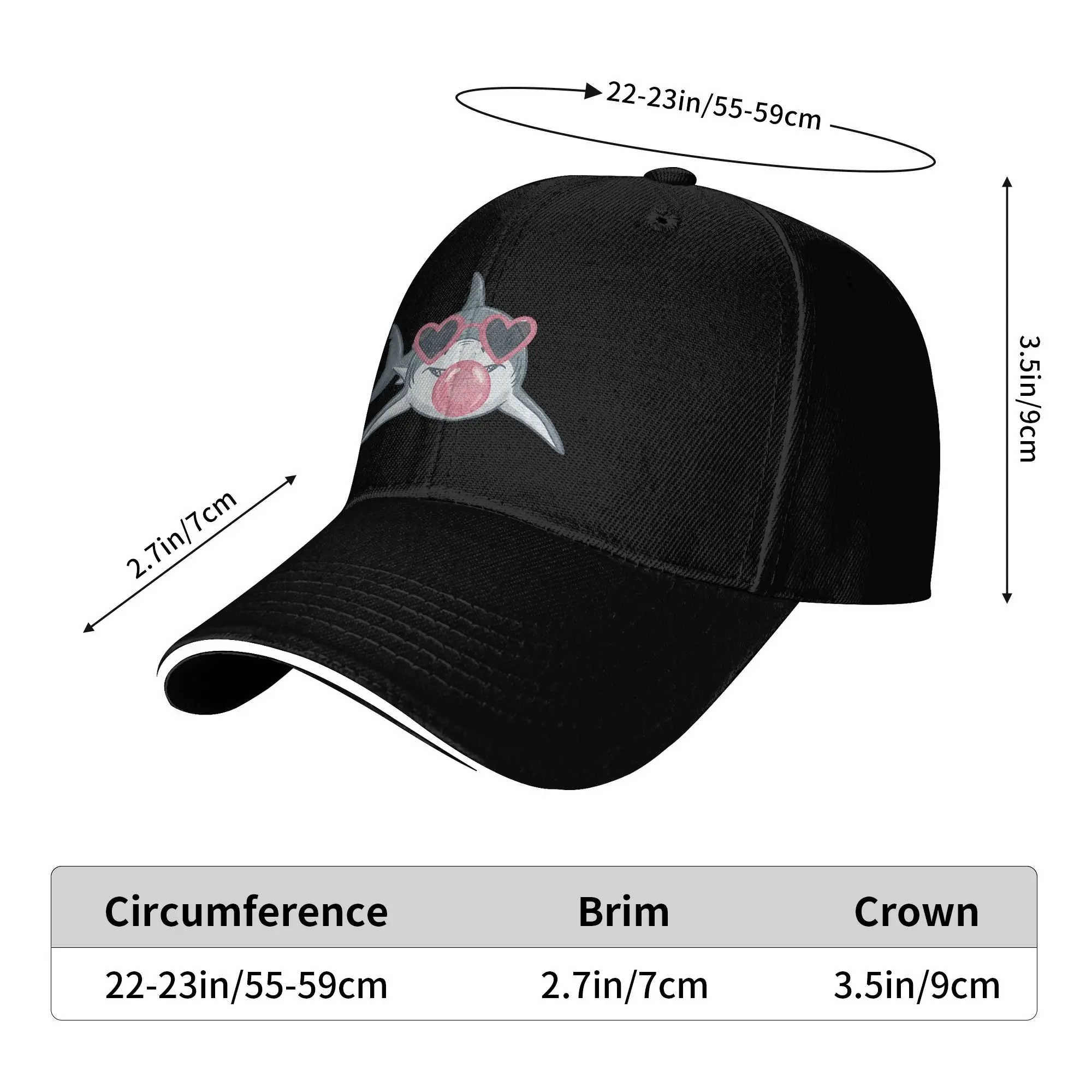 Summer Shark Blowing Bubble Heart Sunglasses Beach Vacation Week Baseball Cap  Outdoor Gym Classic Design Sun Trucker Hat