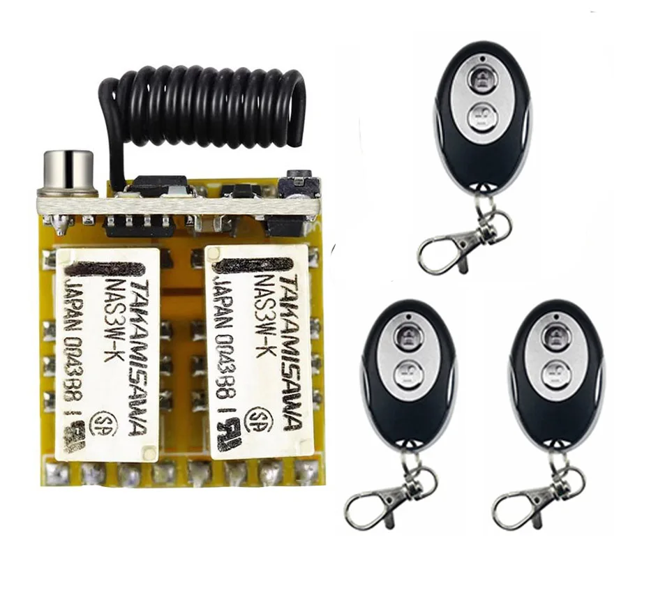 2CH Relay Wireless Remote Control Switch 433mhz RF Mini Small 3.7v 5v 6v 9v 12v Momentary Controller Module trigger reset button