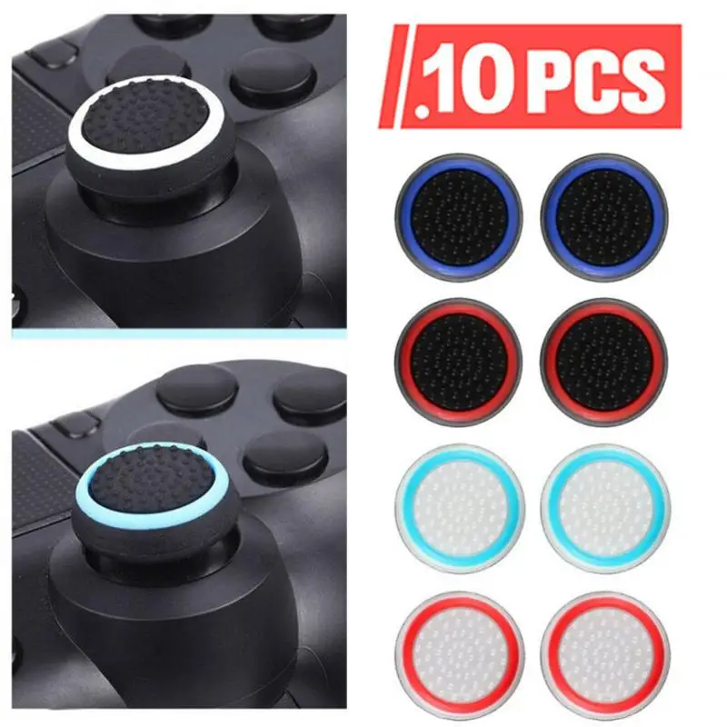 Joystick de controlador analógico de silicona de repuesto, empuñaduras analógicas de goma antideslizantes elevadas de precisión de silicona para PS5 PS 4, 4/10 unidades