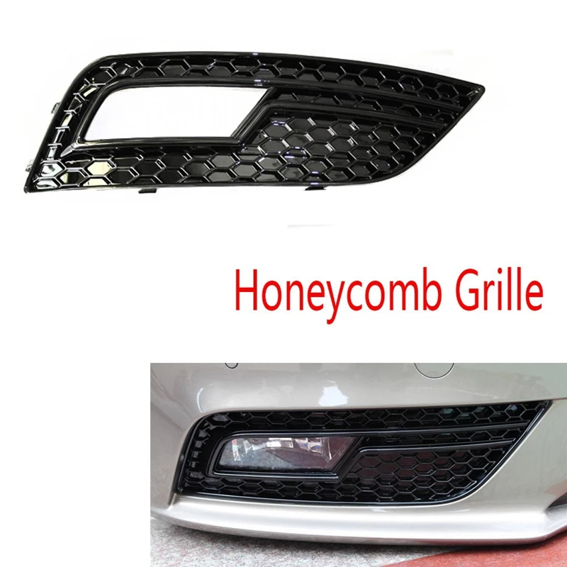 1Pair Car Front Fog Light Grill Cover For  A4LB9 S4 RS4 A4 B8.5 2012-2015 Honeycomb Grille