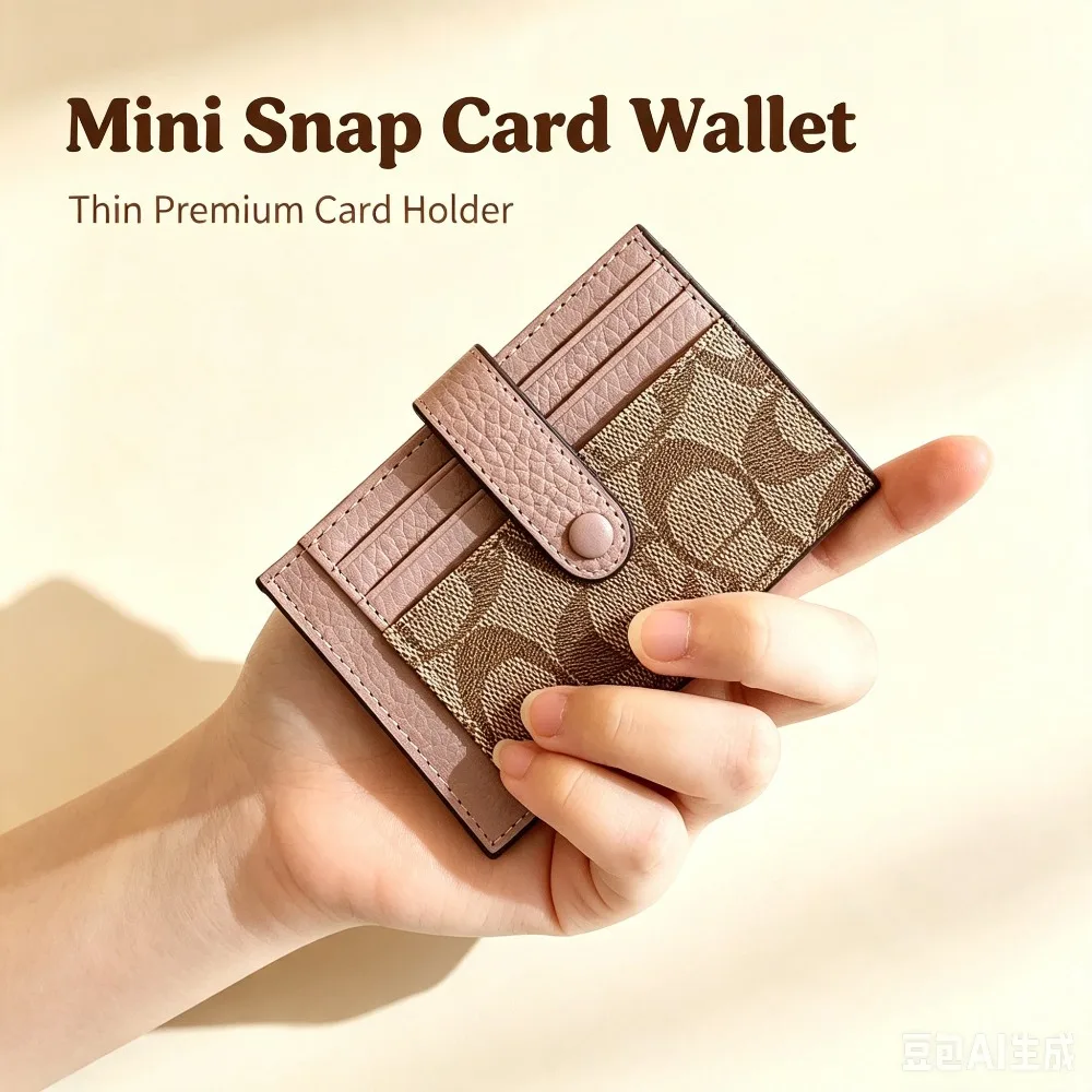 Thin Premium Snap Card Wallet, Mini Anti-demagnetization Card Holder for Women Students, Driver License ID Card Case