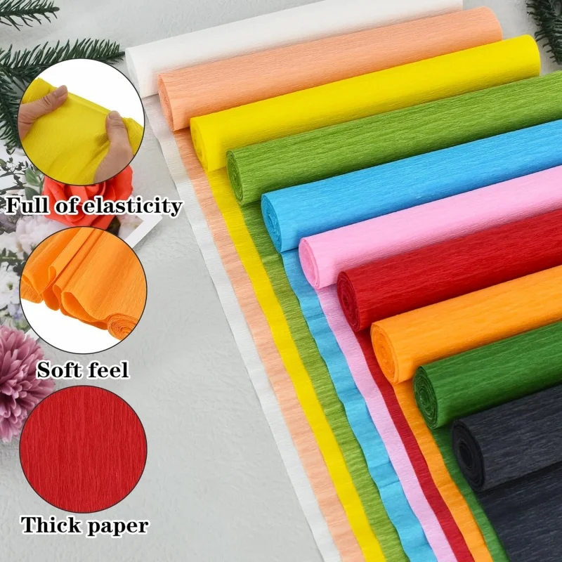 Colored Crepe Paper Roll Crepe Paper Sheets Origami Flower Making Crinkled Crepe Paper DIY Craft Gift Wrapping Paper Decorations - Image 4