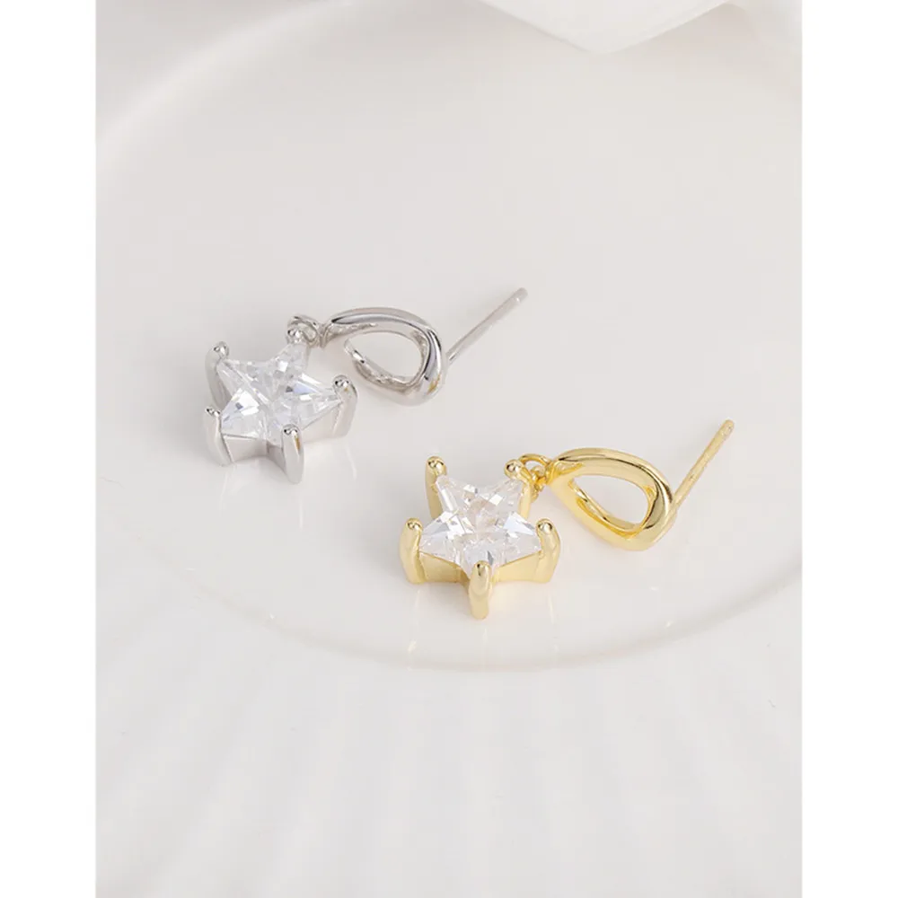 

Korean INS Niche Geo Star Zircon Studs | S925 Silver Earrings