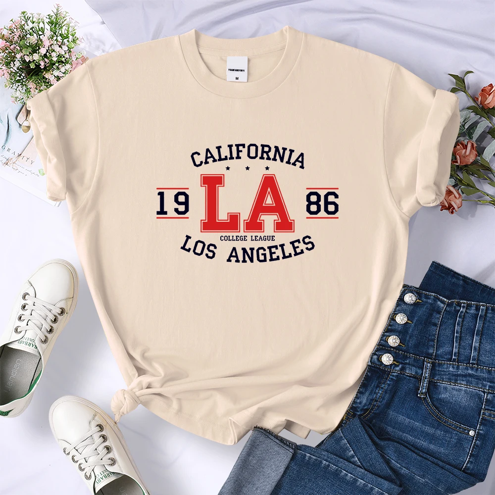 California 1986 Los Angeles T-Shirts Womens Street Harajuku Tshirts Casual Sports Short Sleeve Summer Hip Hop T Shirts Female