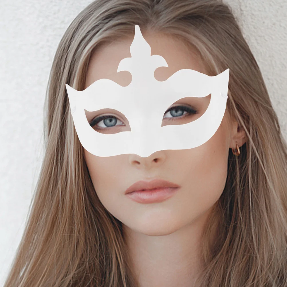 5Pcs White Masquerade Mask DIY Paper Half Face Paintable Mask for Mardi Gras Party Carnival Costume Birthday Paper Art Masks