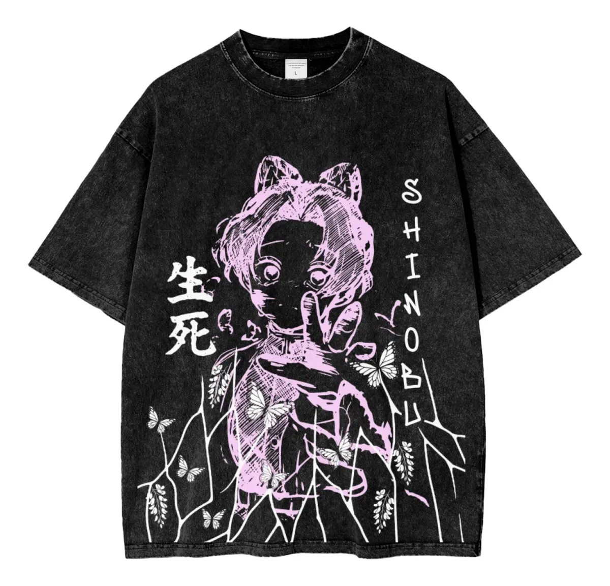Camiseta gráfica de filmes de anime com sangue quente lavada, manga japonesa de grandes dimensões, estampada, manga curta, rua, y2k, algodão pesado, macio