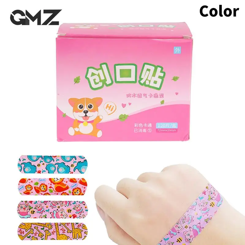 120pcs/lot Wound Plaster Patches Cartoon Animal Pattern Band Aid Hemostasis Adhesive Bandages First Aid Emergency Kit For Kids