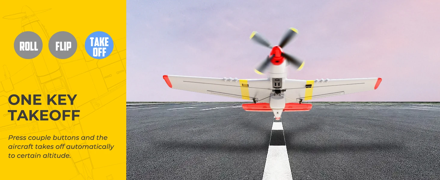 Volantexrc P51 Mustang RC Plane, 3-Level Control, One Key Aerobatic RC Airplane, Easy Assembly for Beginners & Adults