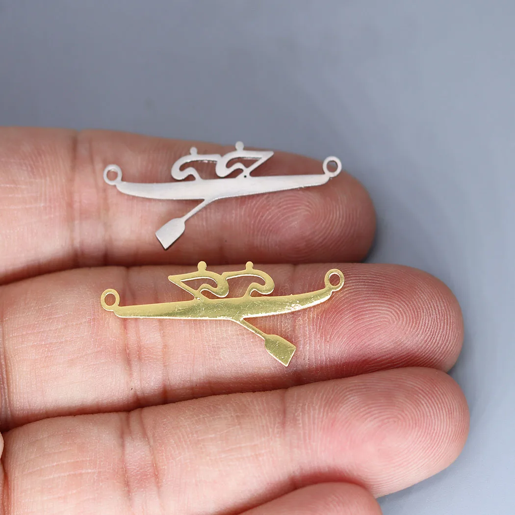 3pcs Kayaking Rowing Pair Charm Pendants Making DIY Stainless Steel Handmade Finding Jewelry