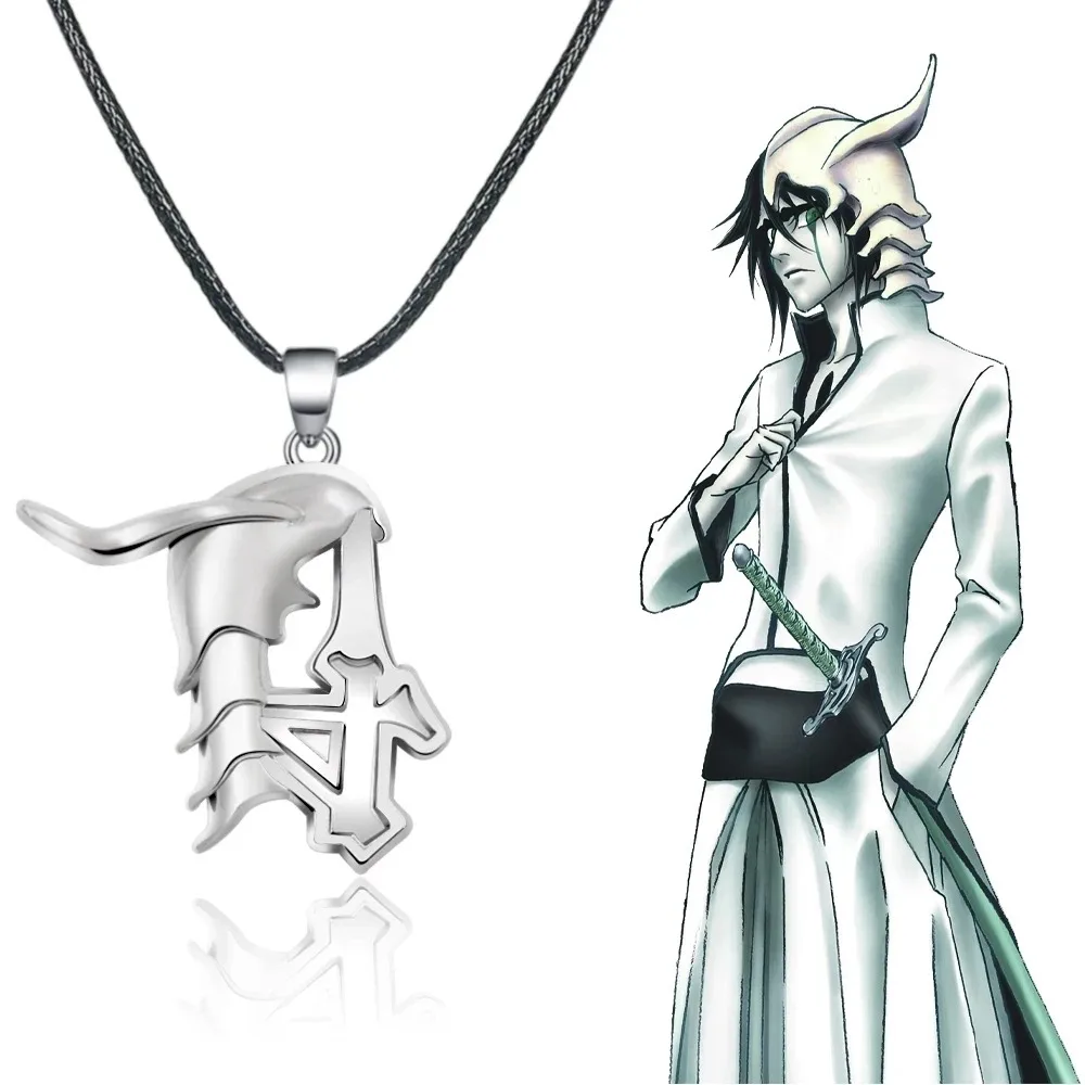 Anime Bleach Ulquiorra Cifer Mask Necklace Fashion Kurosaki Ichigo Broken Masks Pendant Metal Choker Necklace Fans Cosplay Gifts