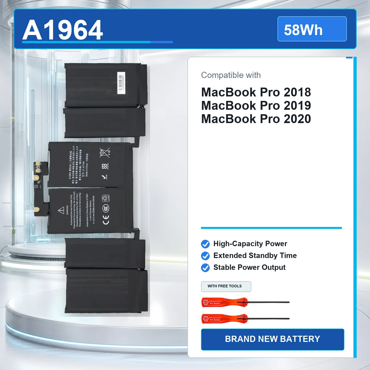 A1964 58Wh 11.41V Laptop Battery For Apple MacBook Pro A1989 13(2018 2019)A2251(2020)EMC3214 3358 020-02497 MR9Q2LL A