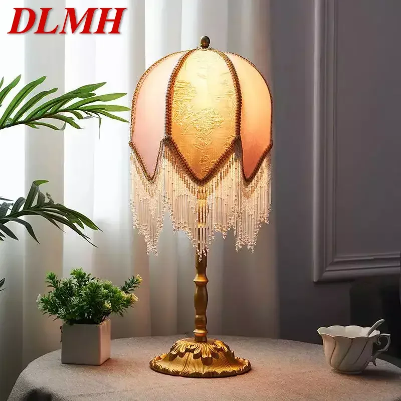 

DLMH French Tassels Table Lamp American Retro Living Room Bedroom Villa European Pastoral Creative Desk Light