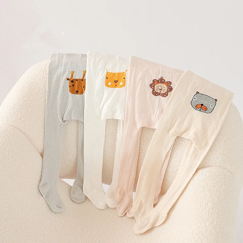 

Toddler Baby Tights For Girls Summer Thin Mesh Children's Pantyhose Cotton Cartoon PP Leggings Soft Solid Tight