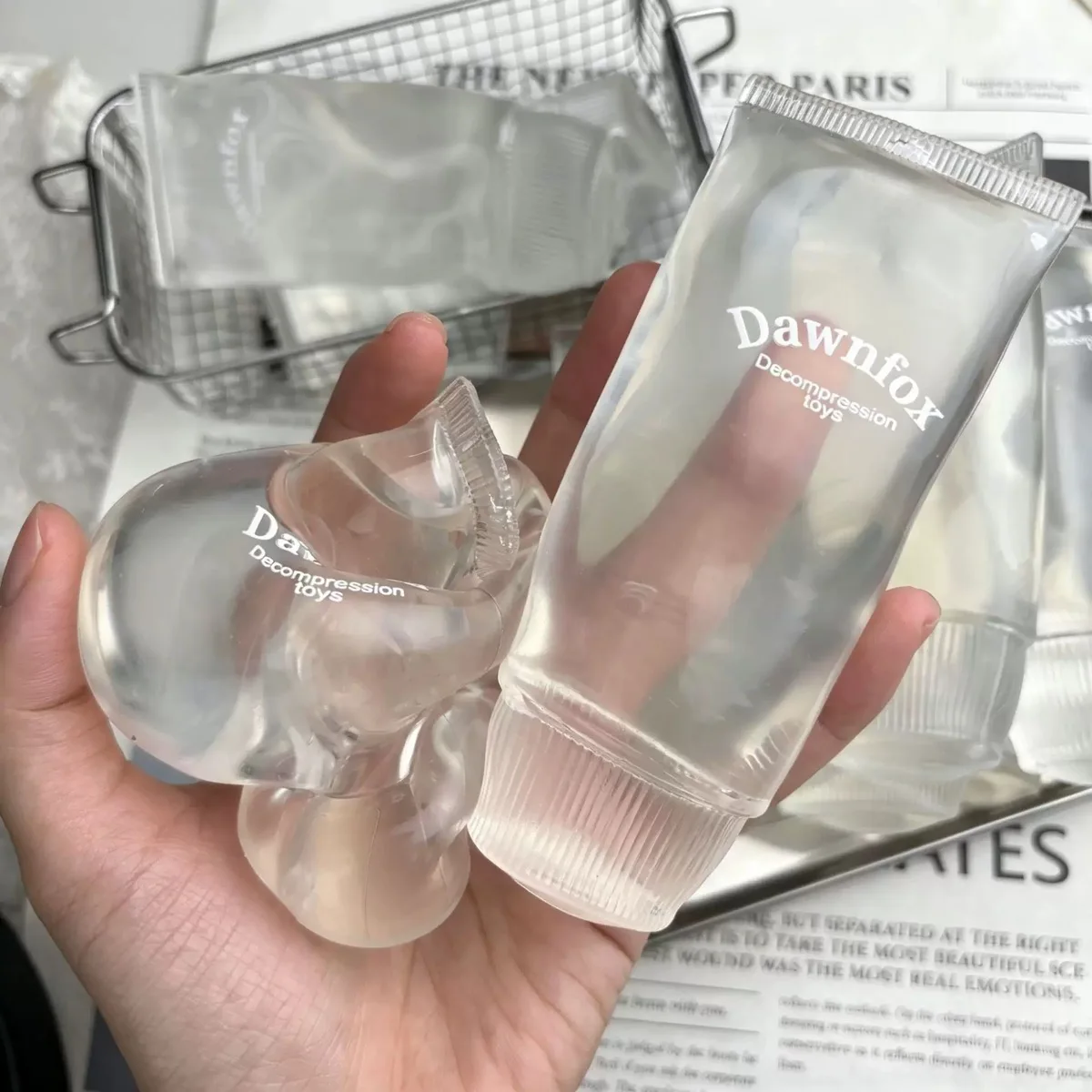 2026 coconut oilSquishy Transparent Toothpaste Shape Moldable Squeeze Toy Clear Stress Relief Ball Sensory Fidget Adult Gift