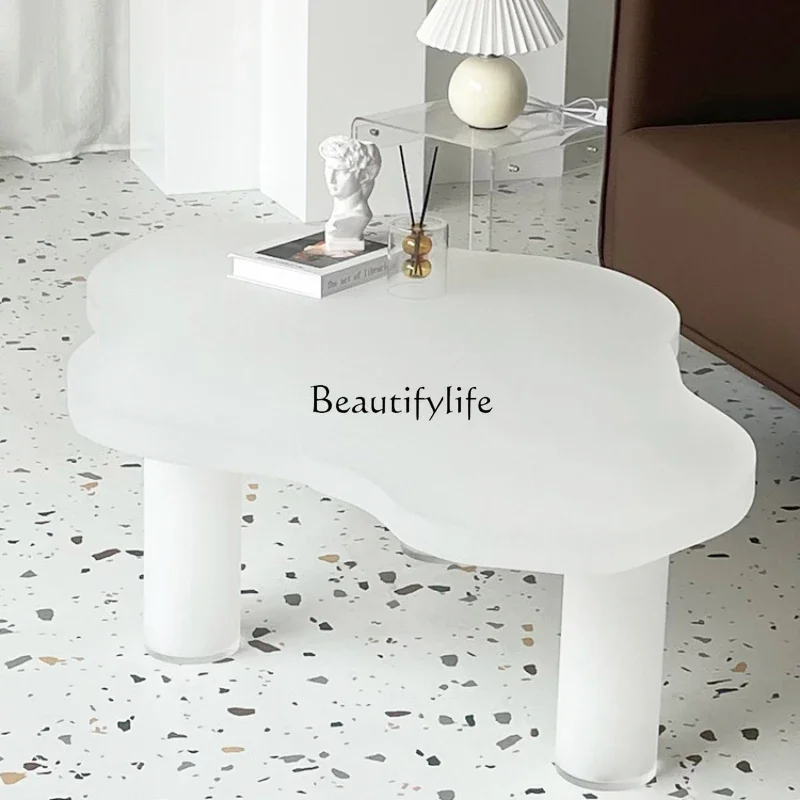 Cloud coffee table acrylic transparent matte wabi sandy wind simple living room special-shaped table