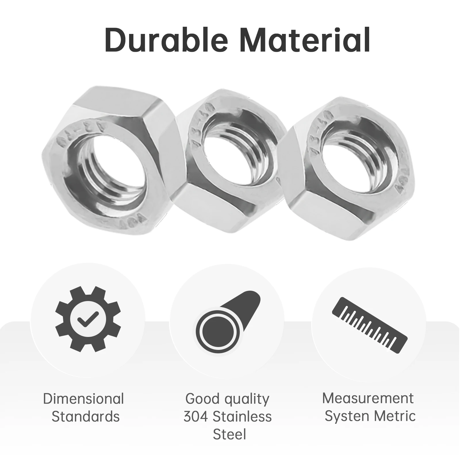 10 Piece M4 M5 M6 Stainless Steel Anti Loosening Hexagon Nuts for Parts Replacement DIY Metal Self-locking External Hexagon Nuts