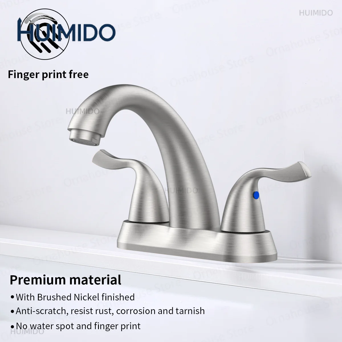 Stainless Steel 3-hole 4-inch Double Handle Bathroom Faucet Brushed Silver Creative Basin Tap