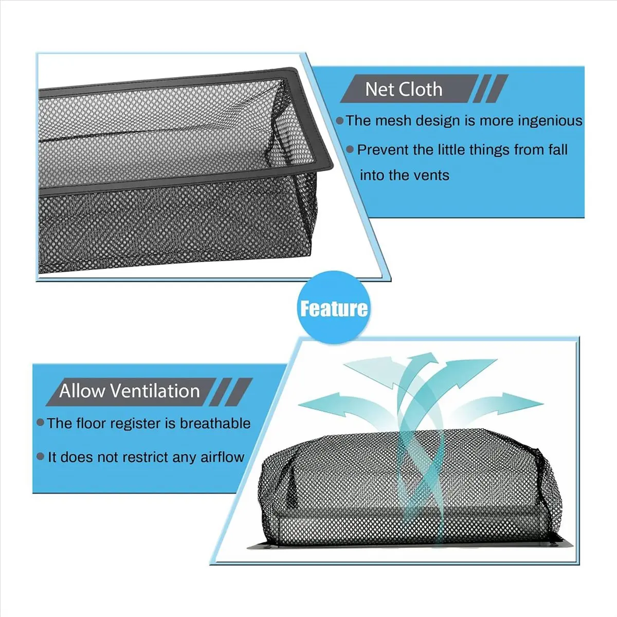 ABZF 2026 Floor Register Cover Trap, Floor Air Vent Mesh Cover Screen for Home Air Vent Filters 6-Packs(4X10 Inch 6-Pieces)