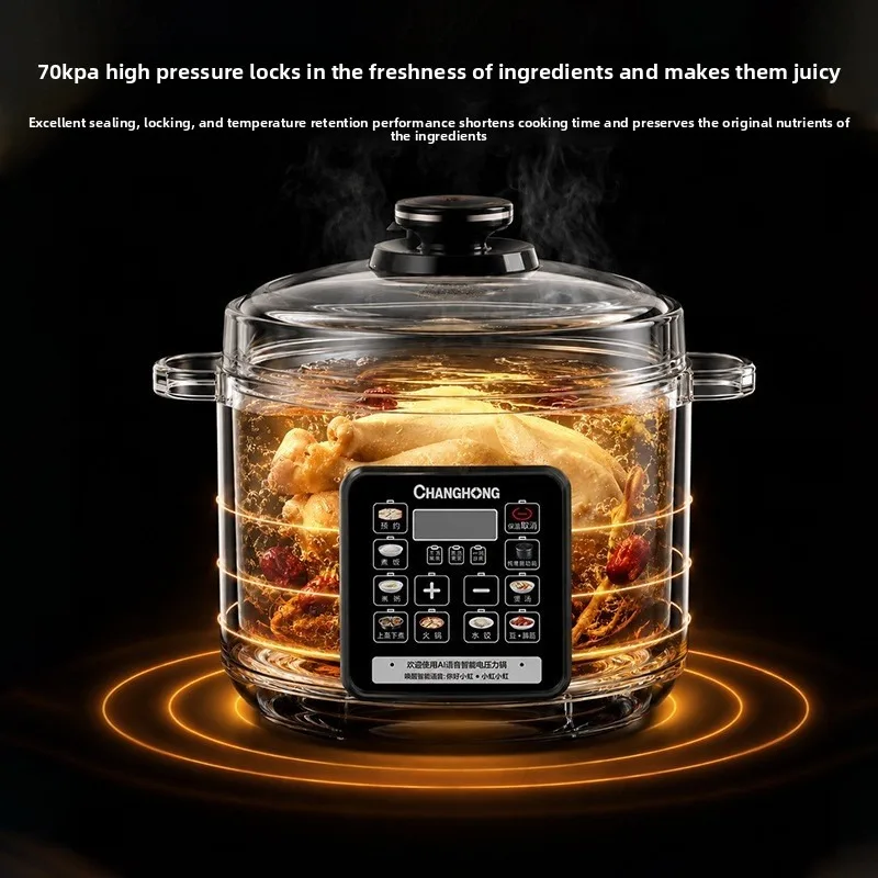 Aux 6L Electric Pressure Cooker Large Capacity Smart Scheduling Home Kitchen Rice Stew Meat Large Capacity Pressure Cooker