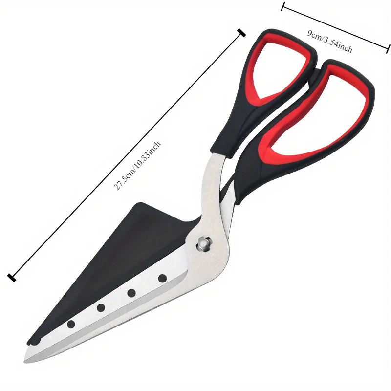 Multifunctional Pizza Scissors Stainless Steel Blade Detachable Cutting Tools Ergonomic Grip Black&Red for Restaurant Kitchen