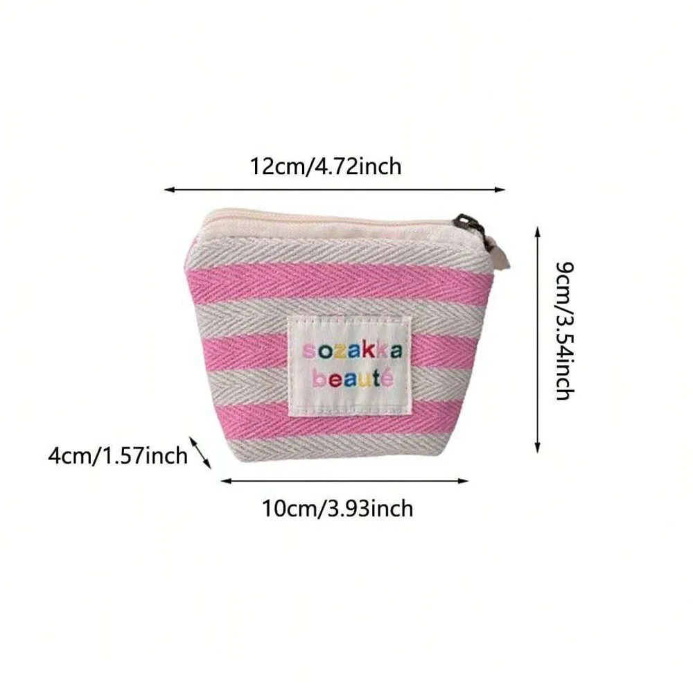 1 peça mini saco de armazenamento de batom portátil para menina simplicidade listrado cor sólida saco de moedas pequena moda fone de ouvido chaveiro saco