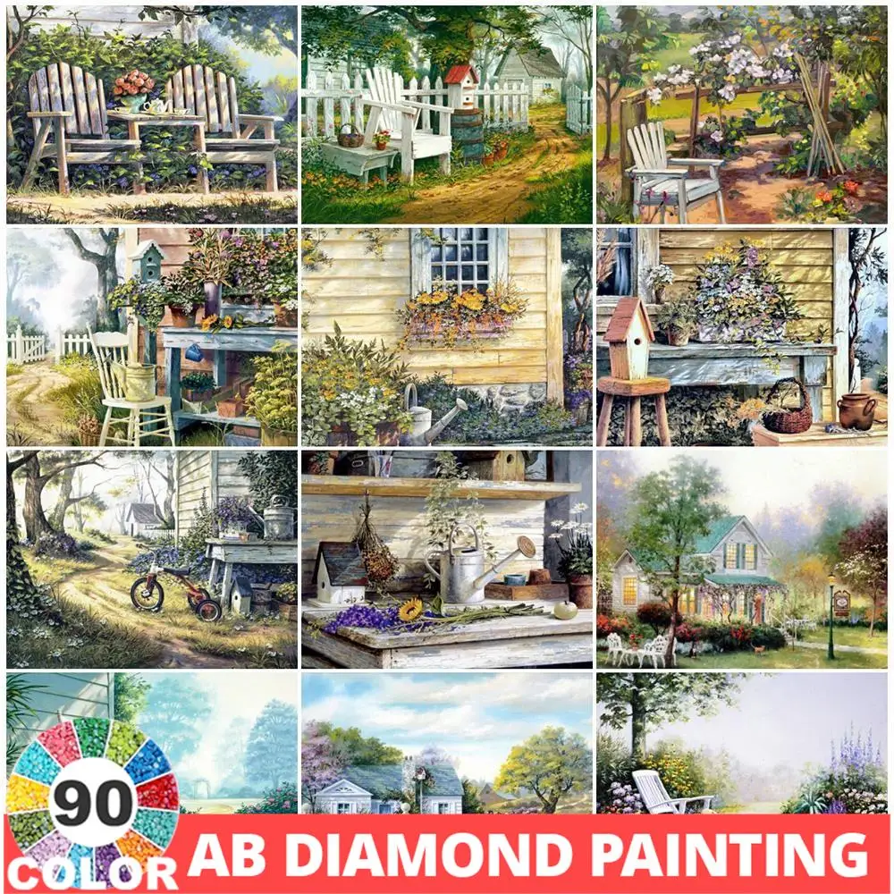 AB 90 Colors Diamond Painting 5D Embroidery Garden Picture Landscape New Arrival Decor Full Drill Wall Stickers Art Kit