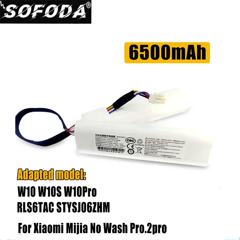 Batería de 14,4 V y 5200mah para xiaomi dreame w10, w10S, W10pro, RLS6TAC, STYSJ06ZHM, Robot aspirador sin lavado