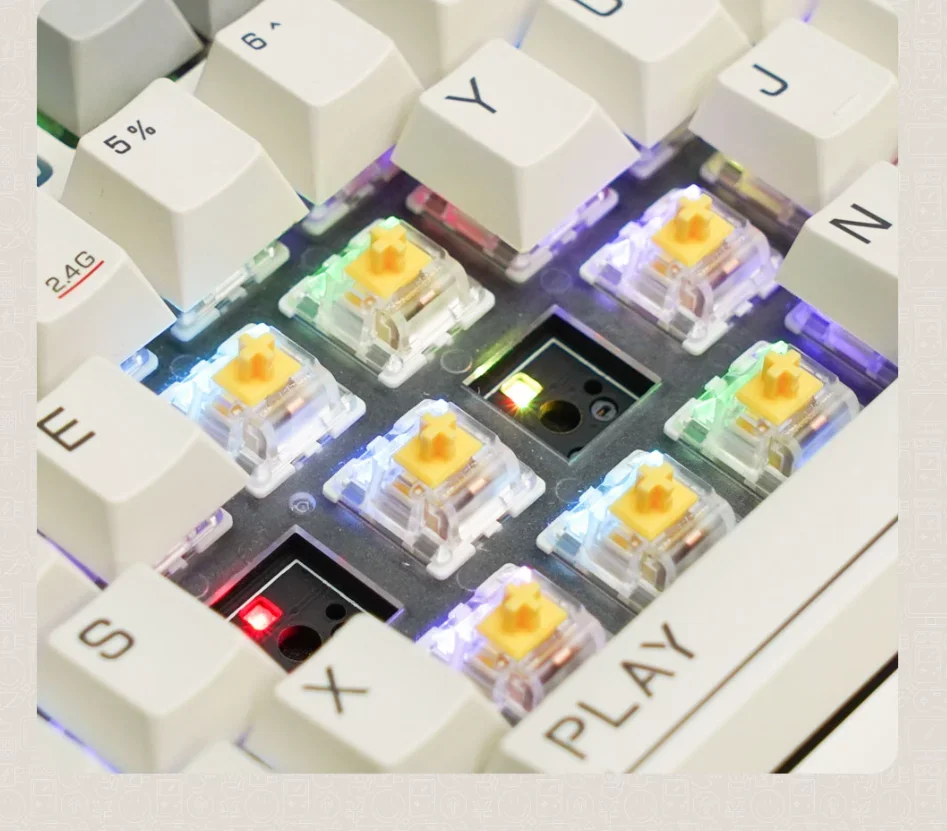 MIIIW ART Mechanical Keyboard Three-mode 83-key Z830 G Yellow PRO Axis Double-layer Silencing Full-key Hot Swap BT 3.0/BLE 5.0