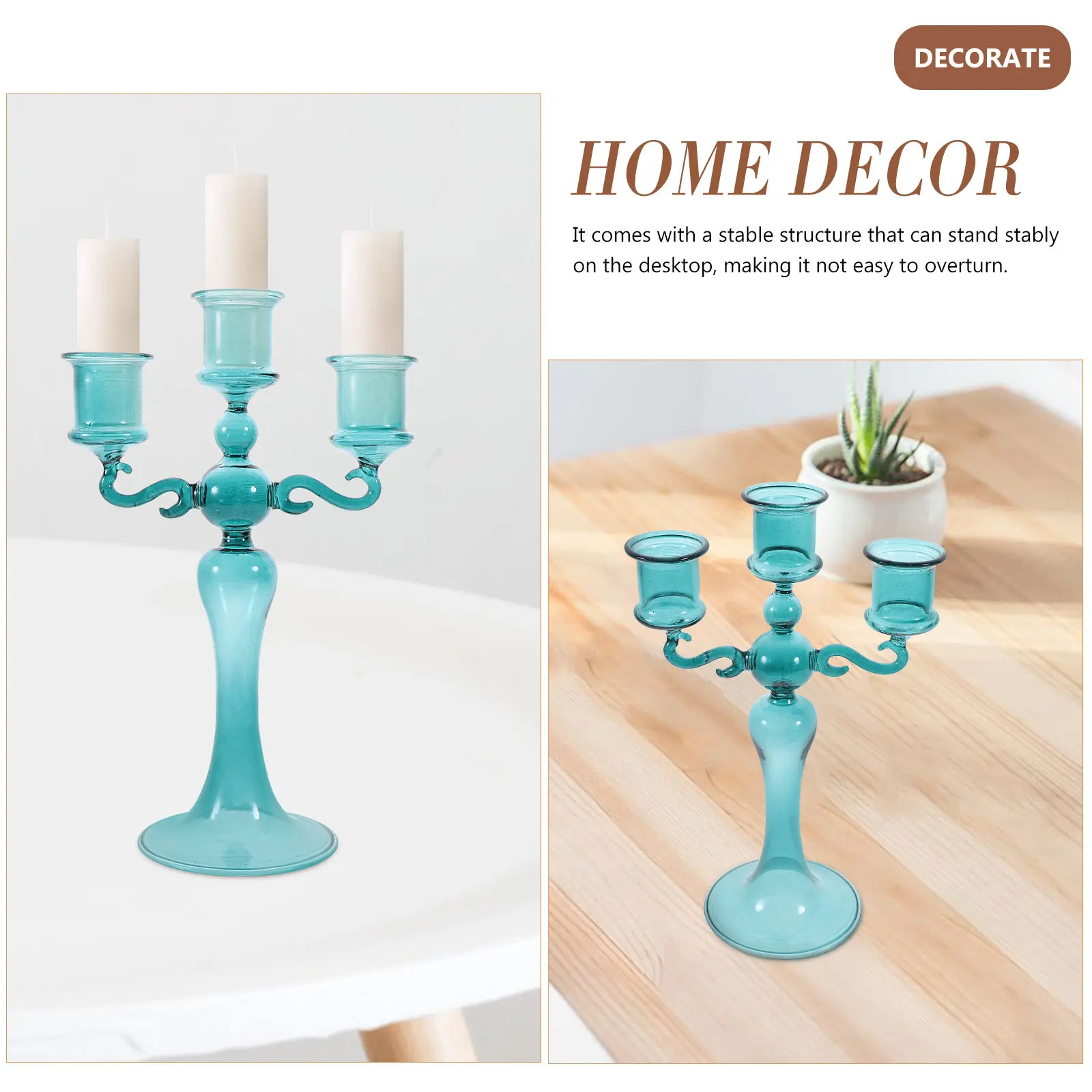 Glass Holder Desktop Multiple Heads Romantic Pillar Stand Stable Weighted Base for Home Decor Living Room Table