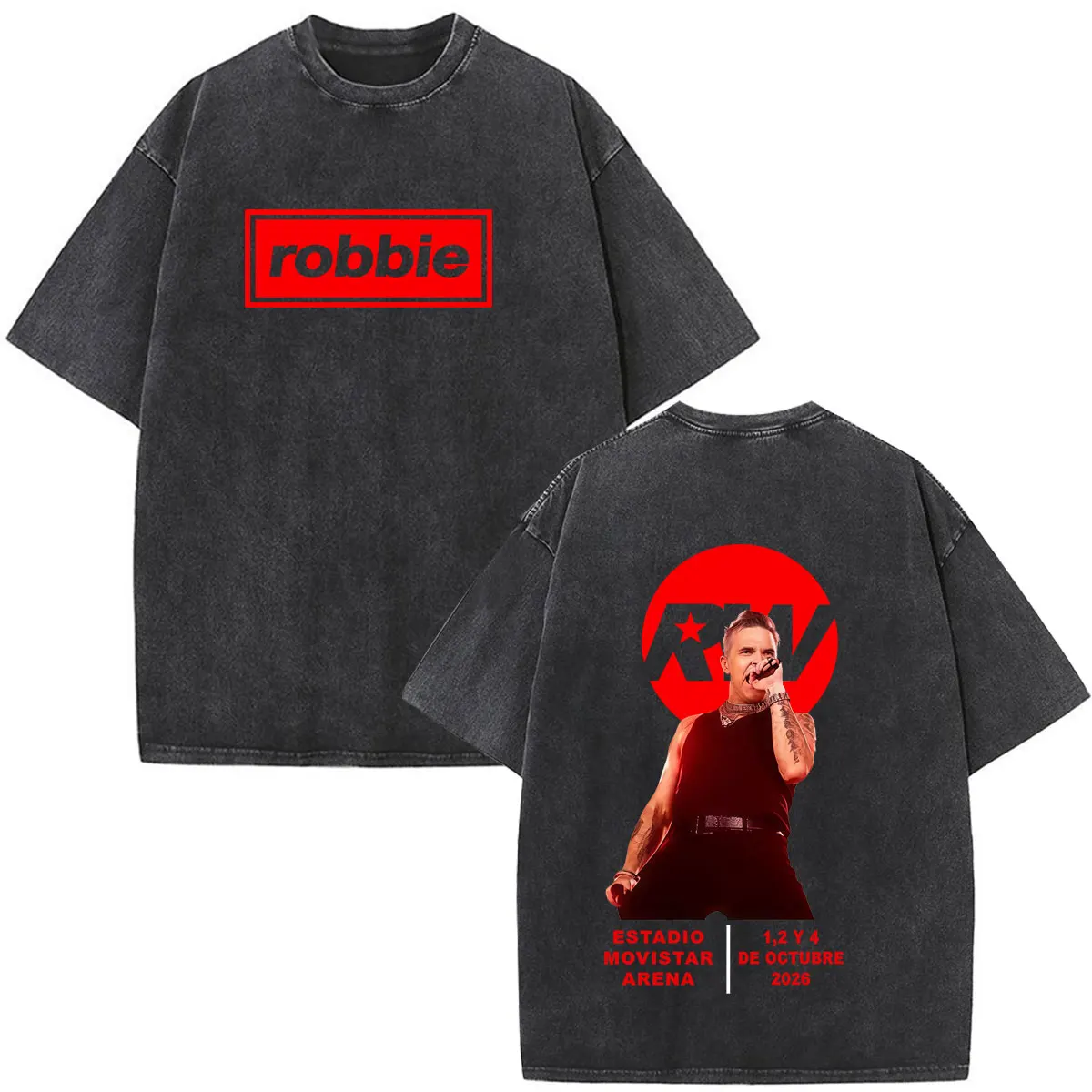 Robbie Williams BRITPOP Album 2026 Tour Print T Shirts Men Women Fashion Short Sleeve Cotton Casual Vintage Washed T-shirts