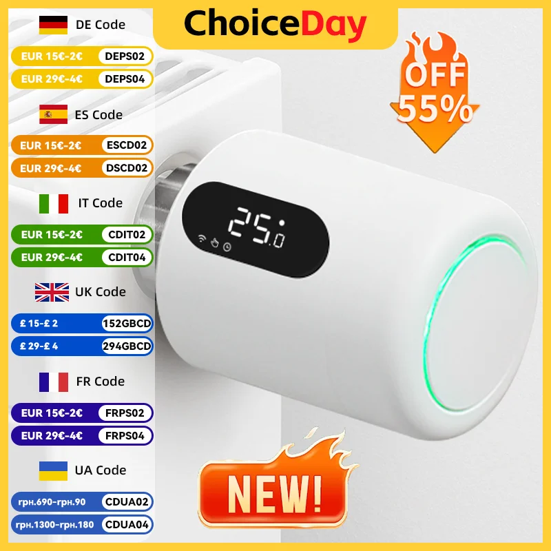 Tuya Zigbee3.0 Smart Thermostatic Radiator Valve Connected Thermostatic Head zigbee thermostatic valve Support Alexa Google Home