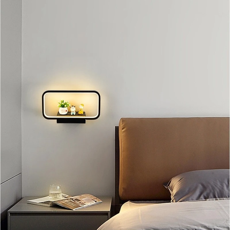 Wireless Charging LED Wall Light Touch Infinite Three Color Dimming 12W Simple Bedroom Bedside USB Wall Light