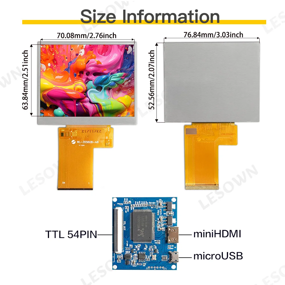LESOWN 4:3 Aspect Ratio Display Direct Connection 3.5