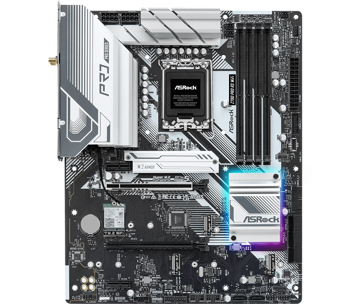 ASRock Z790 PRO RS WIFI Motherboard Intel Z790 LGA 1700 DDR5 256 GB Hyper M.2 Wi-Fi 6E unterstützt i7-14700 i5-13600 i9-12900 CPU